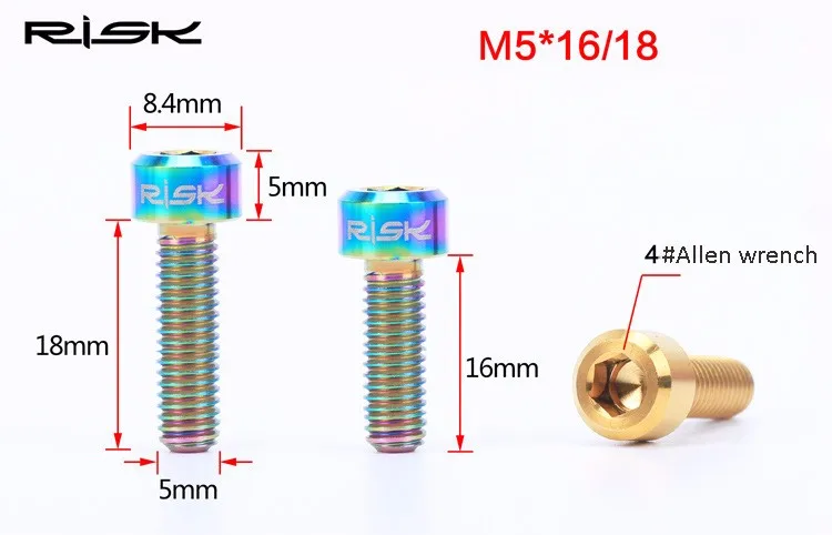 Риска 6 шт. M5* 16/18 мм рулевая колонка велосипеда для крепления руля Титан Ti болты фиксирующие болты M5x16mm M5* 18 мм для MTB зажим велосипедного подседельного штыря
