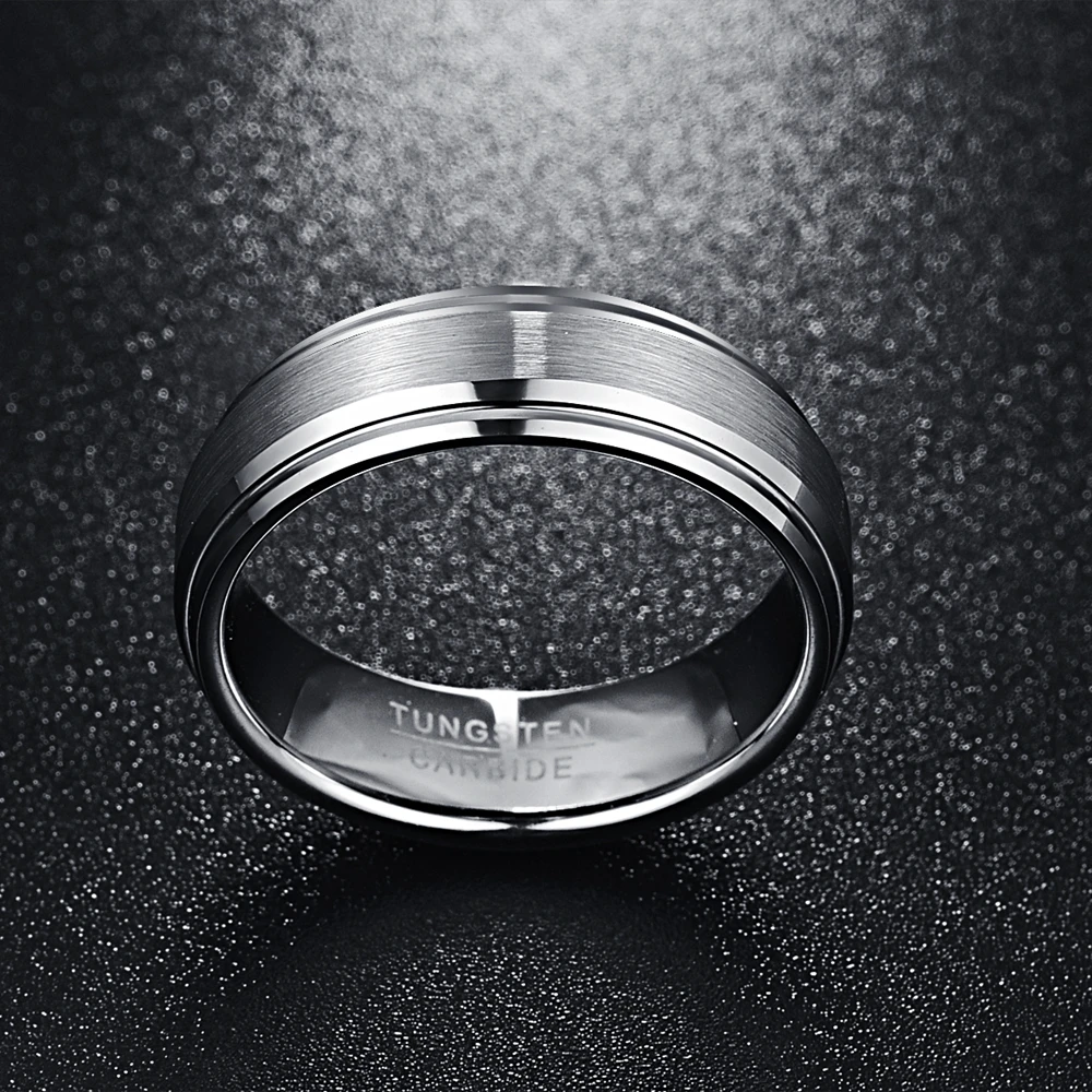 Nuncad мужские обручальные кольца 7 мм с двойным скошенным краем из карбида вольфрама, матовое покрытие, размеры от 7 до 12