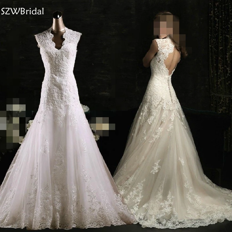 

New Arrival V Neck A-Line Lace wedding dress 2019 Robe de mariage Cheap bridal dress casamento Wedding gowns vestido de novia