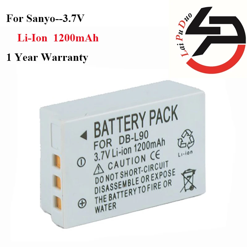 

High Quality 1200mAh Brand New Replacement Battery For Sanyo DB-L90 DBL90 Xacti SH1 DMX-SH11 SH11 VPC-SH1EXBK VPC-SH1EXR
