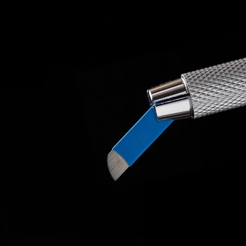 

500 Pcs 0.2mm Blue Colors Microblading Blades Needles 12/14/16/18/21U Shape For Tattoo Permanent Makeup Eyebrow Manual Pen