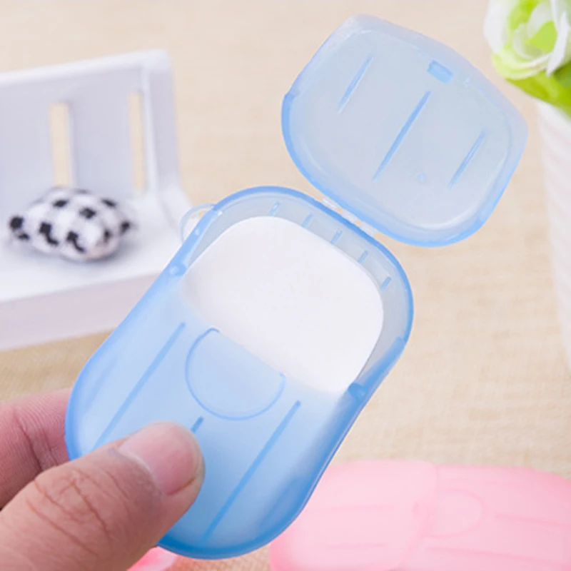 20pcs Mini Disposable Washing Hand Travel bathroom scented slices sheets Soap Paper Boxed Foaming Box skin care TSLM2
