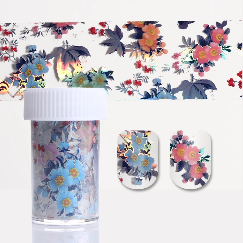 

1 Roll 4*100cm Starry Nail Foil Colorful Flower Leaf Manicure Transfer Sticker Nail Art Decoration