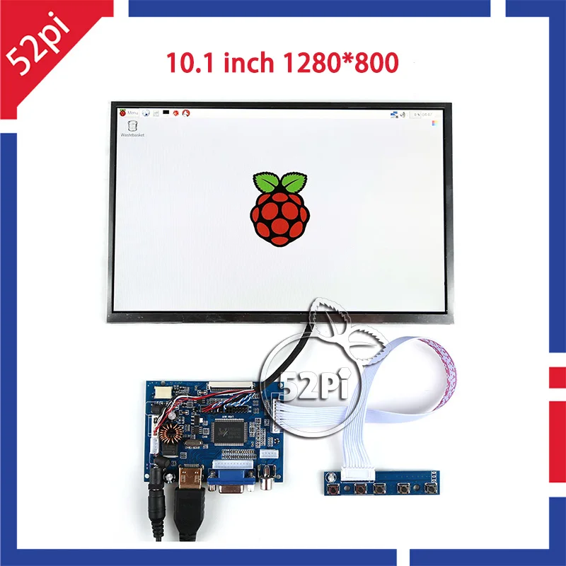 52Pi 10,1 дюймов ips 1280*800 ЖК-Дисплей HDMI монитор TFT ЖК-экран HDMI+ VGA+ 2AV плата драйвера для Raspberry Pi/Windows