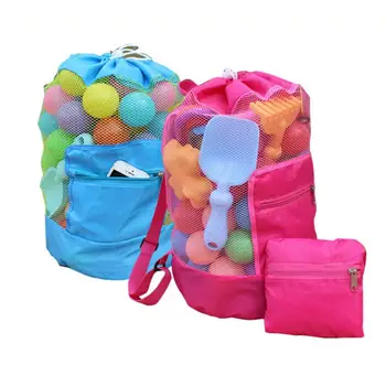 

1PC Large Mesh Beach Storage Organizer Tote Durable Folding Sand Away Drawstring Backpack Swim Pool Children Toys Storage Bags