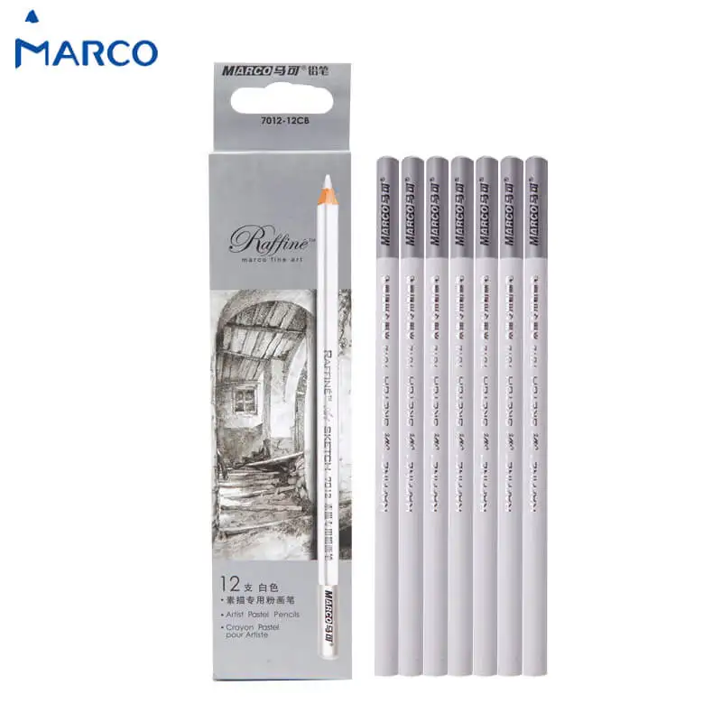 Марко белый цветной карандаши 12/коробка Lapis De Cor цвет уголь Пастель карандаш Карандаш для Рисование набросков художник студент поставки