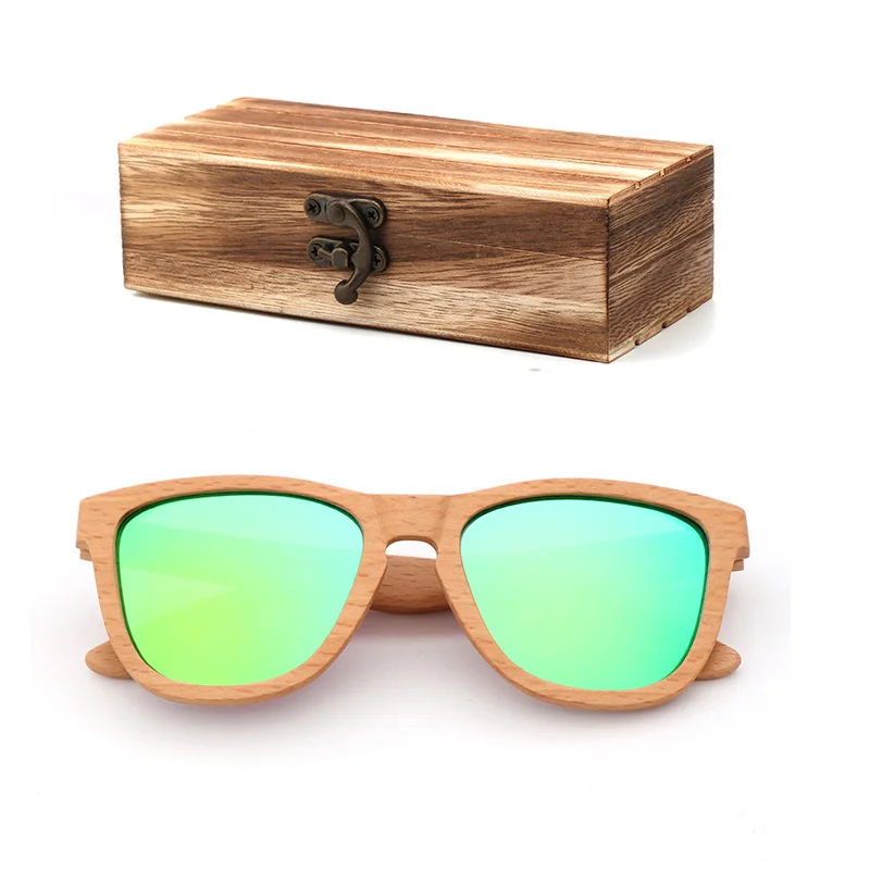 wood box Модные поляризованные солнцезащитные очки ручной работы для мужчин и женщин, высококачественные натуральные бамбуковые деревянные солнцезащитные очки UV400 gafas de sol hombres - Цвет линз: wood box