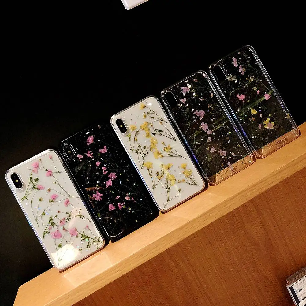 KISSCASE настоящие цветы сушеные Мягкий ТПУ чехол для телефона Coque iPhone 6 Plus XS Max XR X 10 8 7 S