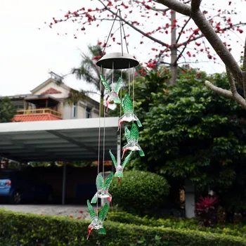 

Solar Changing Color Hummingbird Wind Chime LED Hanging Lamp for Indoor Gardening Yard Pathway QJ888