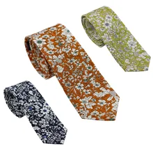 Хлопчатобумажный галстук coahella Ties с цветочным принтом, тонкий обтягивающий галстук 6 см в ширину(3 цвета на выбор
