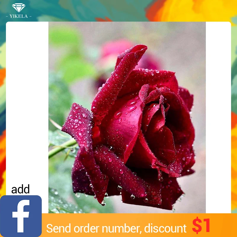 

Full Square DIY Mosaic Red Rose Diamond Painting Flower Diamond Embroidery Cross Stitch Rhinestone Home Decor Gifts Wall Sticker