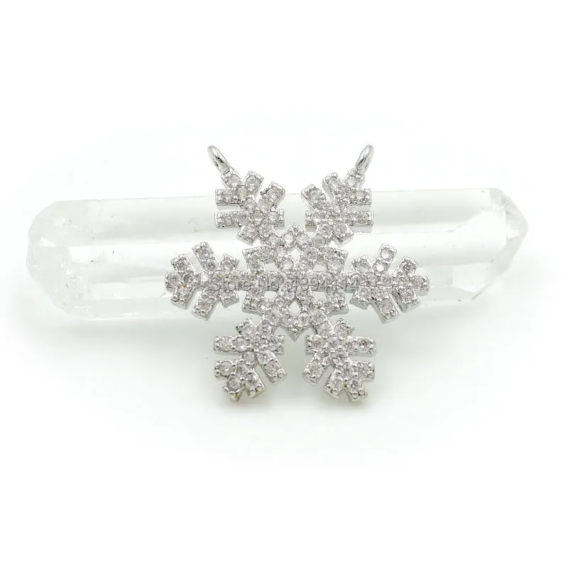 20*20*2 мм Micro Pave Clear CZ снежинки-Подвески двойные петли подходят для изготовления ожерелья ювелирные изделия