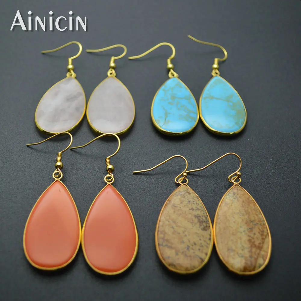 Semi precious stone drop earrings Clearance