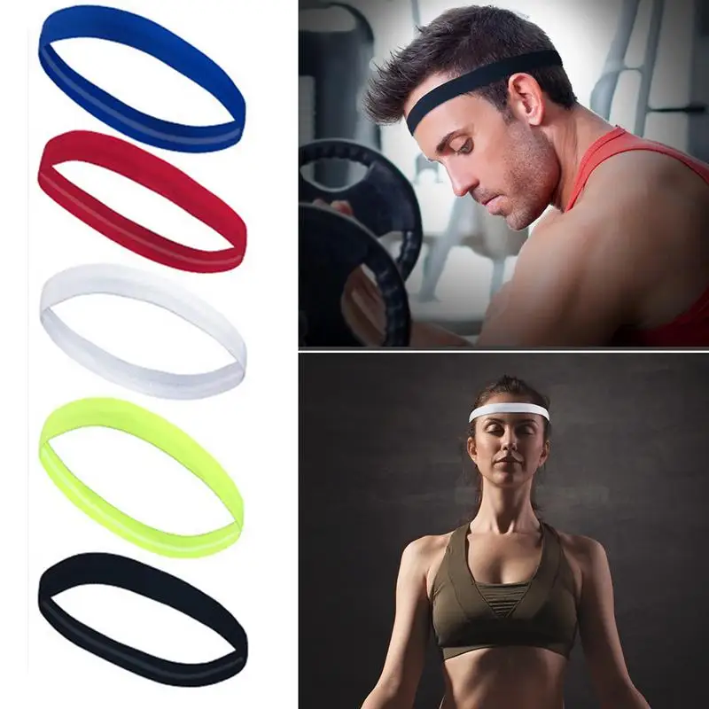 

Sport Headband Men Women Head Sweat Band Run Football Tennis Headscarf Silicone Anti-slip Elastic For Running Cycling