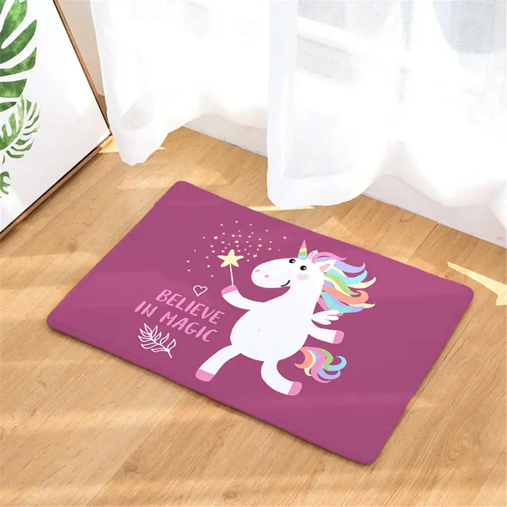 

40x60cm Cartoon Unicorn Printed Anti-slip Floor Mat Outdoor Rugs Animal Front Door Mats Kitchen Mat for Living Room
