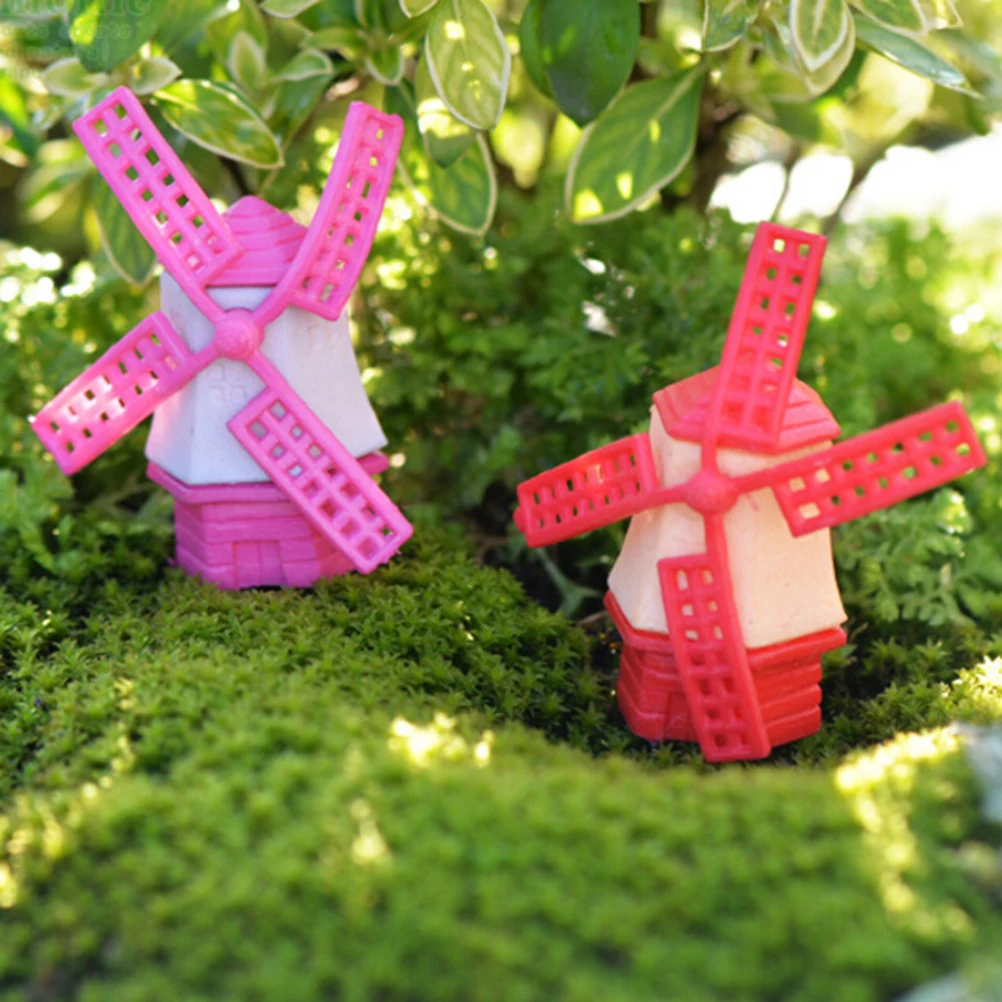 NEW Micro Miniature Moss Landscape Ecology Windmill Ornaments Model Fleshy Garden Decoration Wholesale