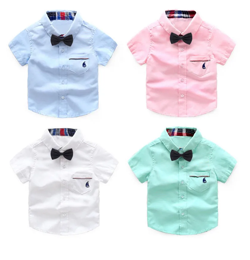 

Children Shirt Summer Boys Kids Short Sleeve Top New Arrival Baby Boys Shirt School Boys Shirts Turn-down Collar Girls Shirt