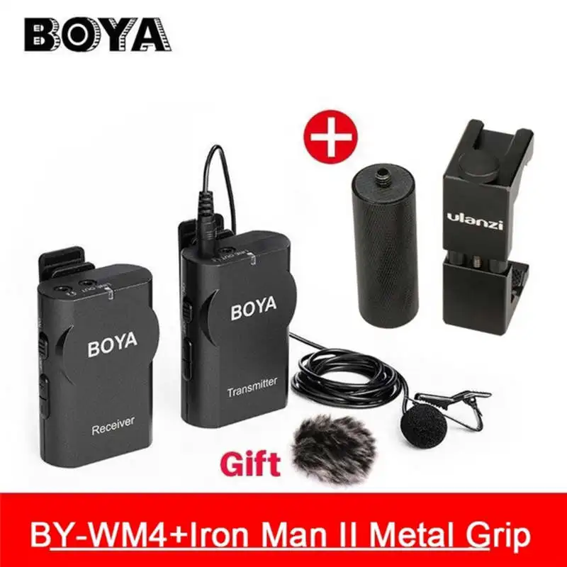 Boya BY-WM4 Профессиональный Беспроводной микрофон Системы петличный нагрудные Микрофон для Canon Nikon sony DSLR видеокамеры Регистраторы для iPhone - Цвет: with Iron Man