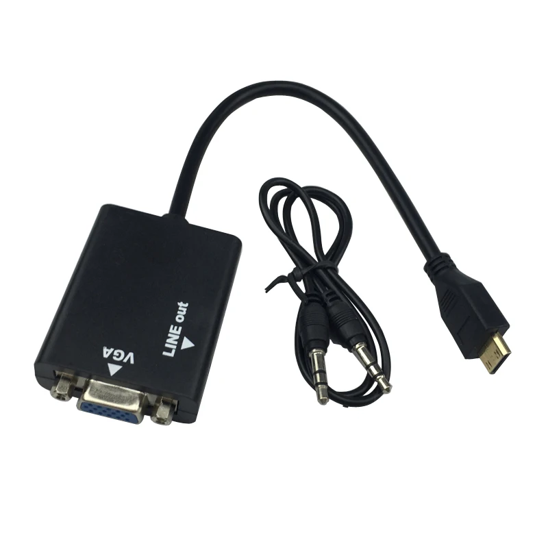 Мини HDMI в VGA адаптер кабель конвертер Папа мама Видео Аудио передача с 3 5 мм Jack для