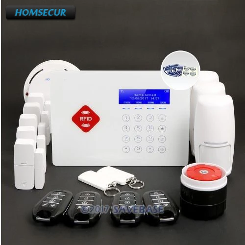 

HOMSECUR App Controlled Wireless GSM RFID Home Security Alarm System with Smoke Sensor+5*Door Sensor