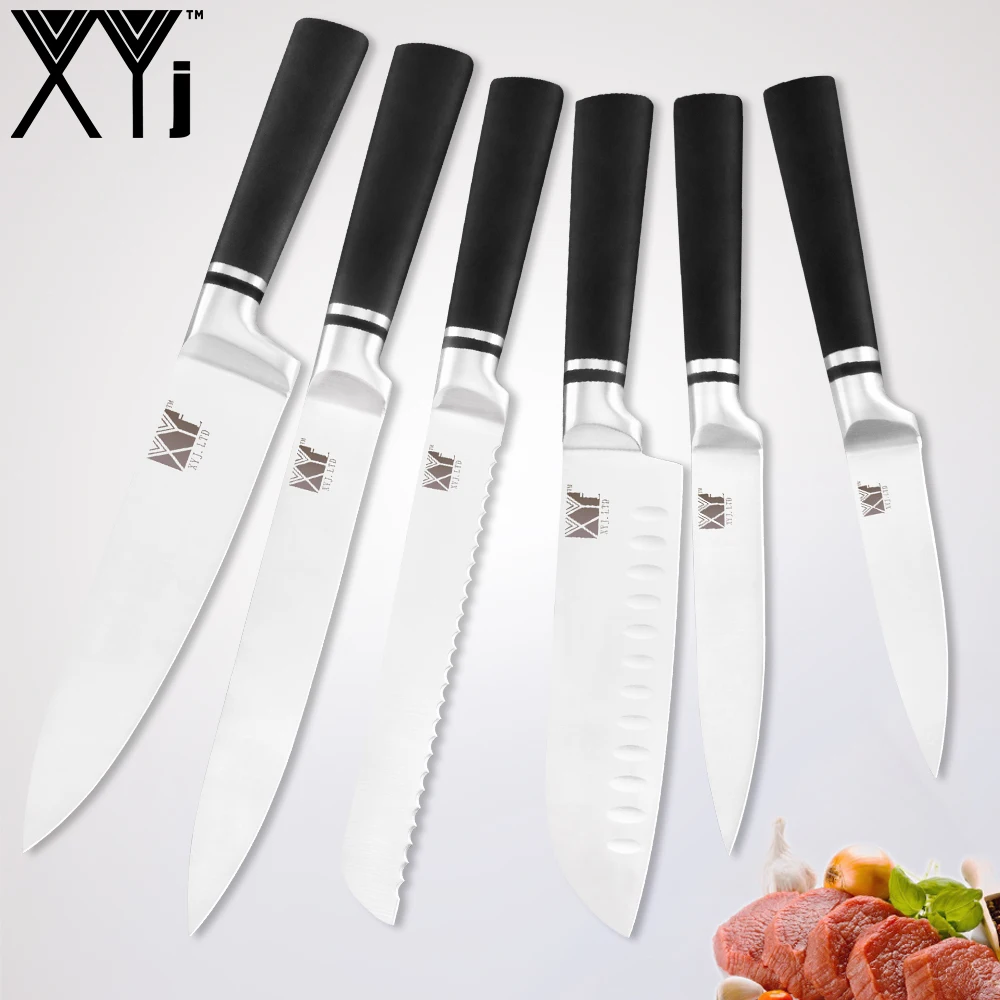 XYj набор кухонных ножей из нержавеющей стали, один кусок, структура ножей из нержавеющей стали, фруктовый нож Santoku, нож для нарезки хлеба