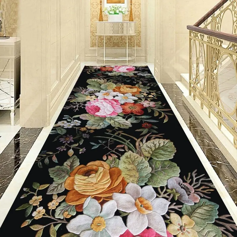 

3D Big Flower Stair Carpet Living Room Decorative Corridor Carpet Hotel Aisle Rug Entrance/Hallway Doormat Customize Bedroom Rug