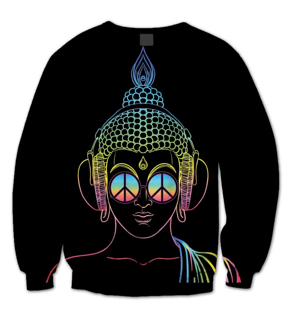 

Реальный американский размер мир Триппи Будда хиппи 3D сублимационный принт круглый вырез Свитшот куртка