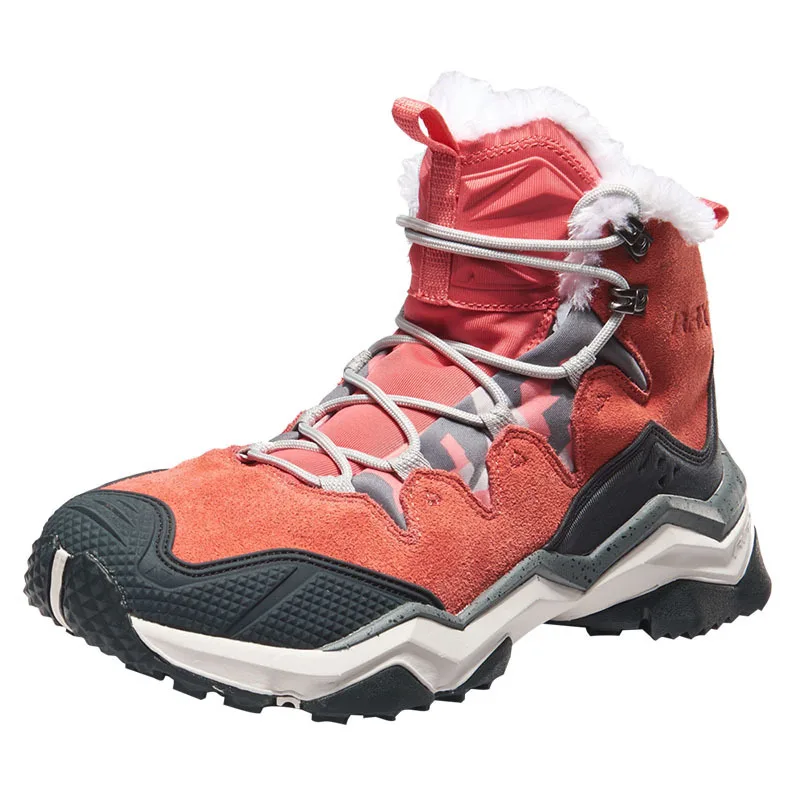 RAX/зимняя мужская туристическая обувь; зимние ботинки с меховой подкладкой; ботинки для охоты на открытом воздухе; водонепроницаемая обувь; Мужская обувь для альпинизма - Цвет: red