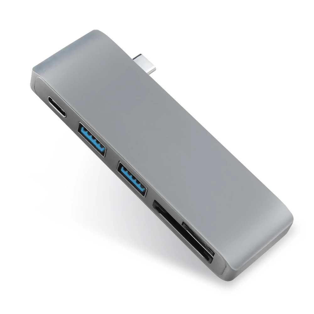 USB C концентратор для TF SD считыватель слот концентратор 3,0 PD Thunderbolt 3 USB C концентратор адаптер для MacBook New Pro Air 12 13 15 16 дюймов A2141 - Цвет: Grey