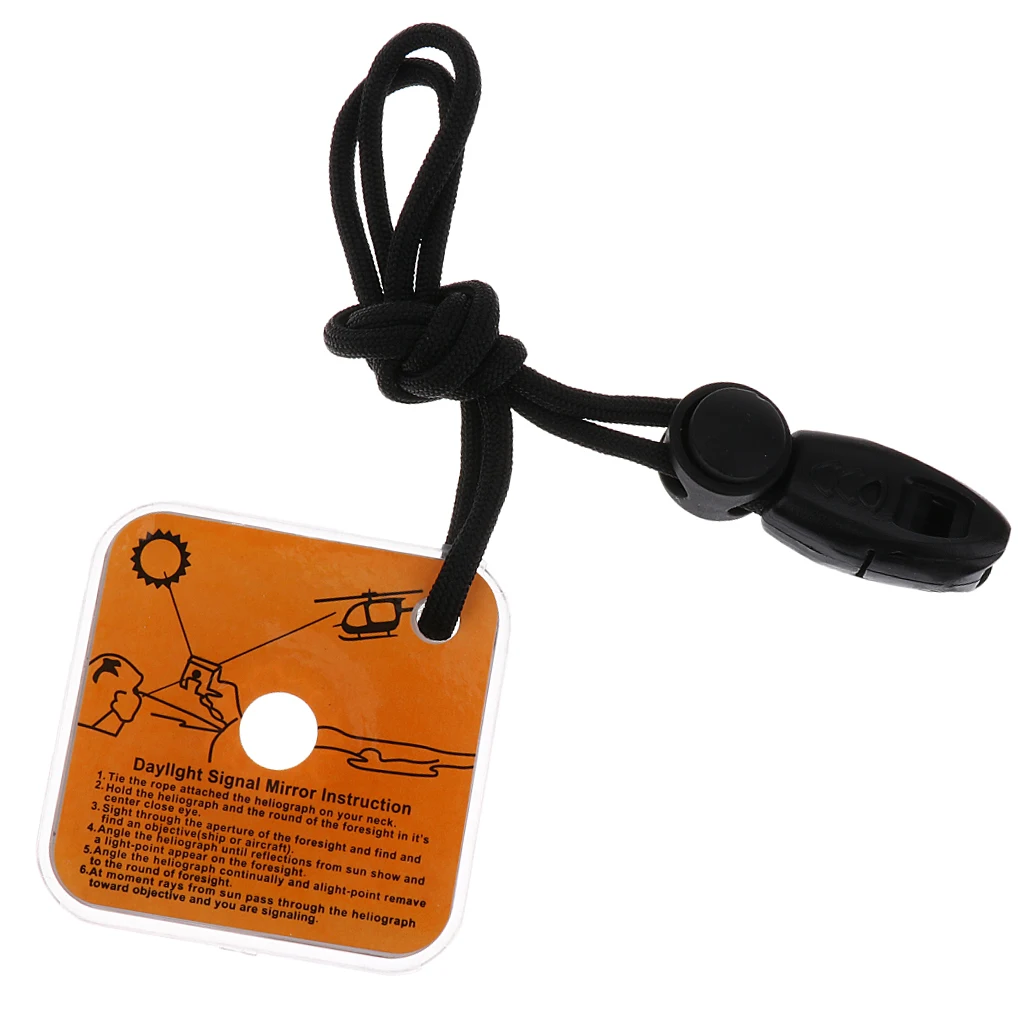 Outdoor Reflective Signal Mirror Camping Boating Survival Tool With Whistle for Outdoor Camping Boating Rescue Emergency Gear