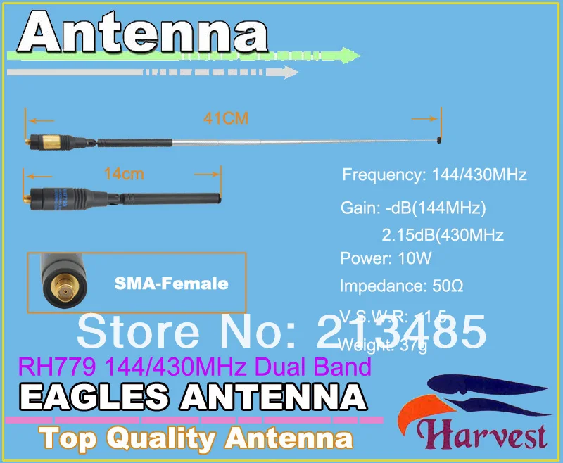 Sma-разъем-розетка Урожай rh779 Dual Band 144/430 мГц телескопическая Телевизионные антенны