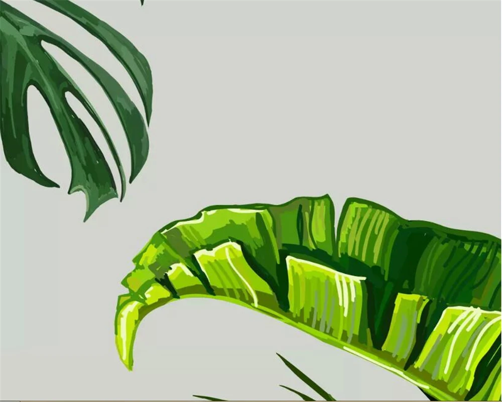 Пользовательские обои настенное украшение Наклейки скандинавские расписанные вручную растения банановый лист цветочная роспись фон стены 3d обои