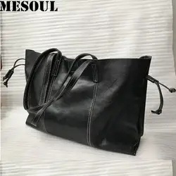 Дизайнерские сумки 100% натуральная кожа большой емкости Женские сумки повседневные сумки Bolsa Feminina черные переносные женские сумки на плечо