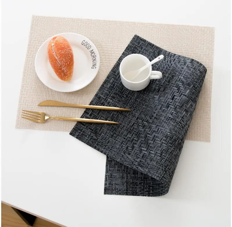

Placemat For Dining Table PVC Plastic Insulation Rectangle Plate Cup Mug Coaster Pads Table Bowl Mats Home Kitchen Decor