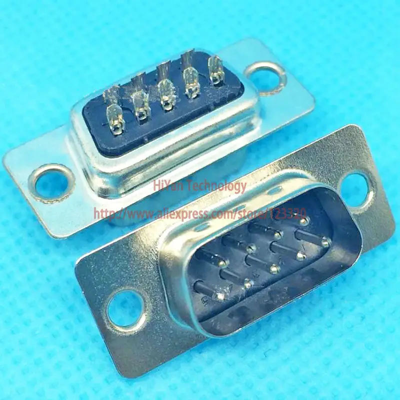 (10 Pz/Lotto) Rs232 Nero Porta Seriale Parallela Db9 9 Spille D Sub Maschio Filo Di Saldatura Connettore Db9 Spina Presa Com Adattatore