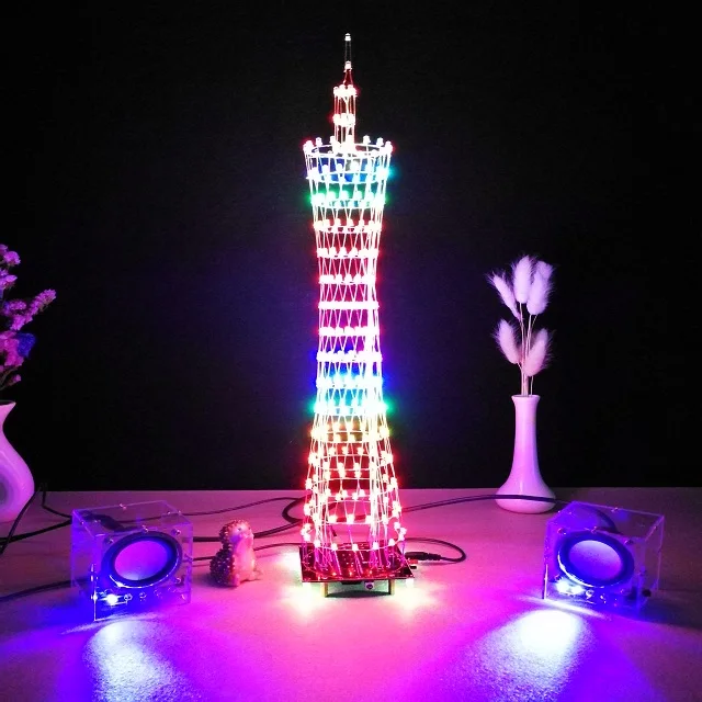 

Control Canton Tower Electronic DIY suite creative Light cube Kit LED Display Audio Level Indicator wifi app Wireless Remote