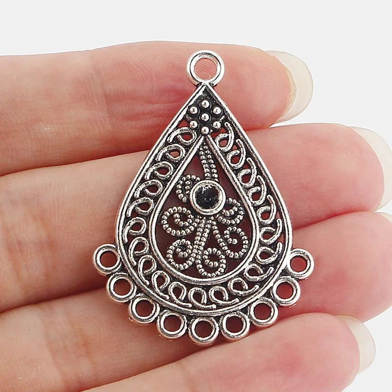 10pcs Antique Silver Tone Chandelier Earring Findings Connectors Charms