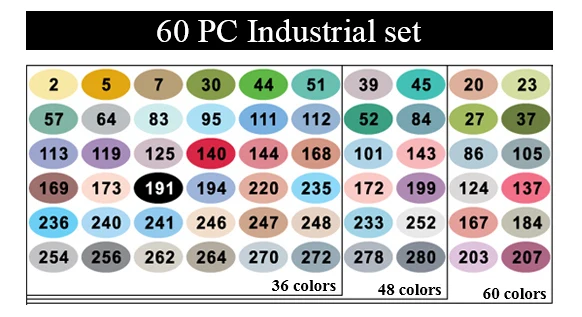 Finecolour EF100 240 цветов на спиртовой основе чернила на двойной основе Профессиональный эскиз искусство маркеры с сумкой - Цвет: 60 Industrial set