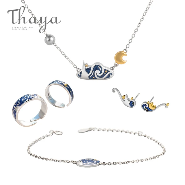 US $67.93 Thaya Jewelry Genuine Silver Enamel Necklace Bracelet Earrings