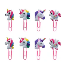 8 шт., милая Закладка для книг с единорогом, скрепки, канцелярские принадлежности для студентов, учителей, канцелярские принадлежности, записные книжки, держатель для заметок, детский подарок