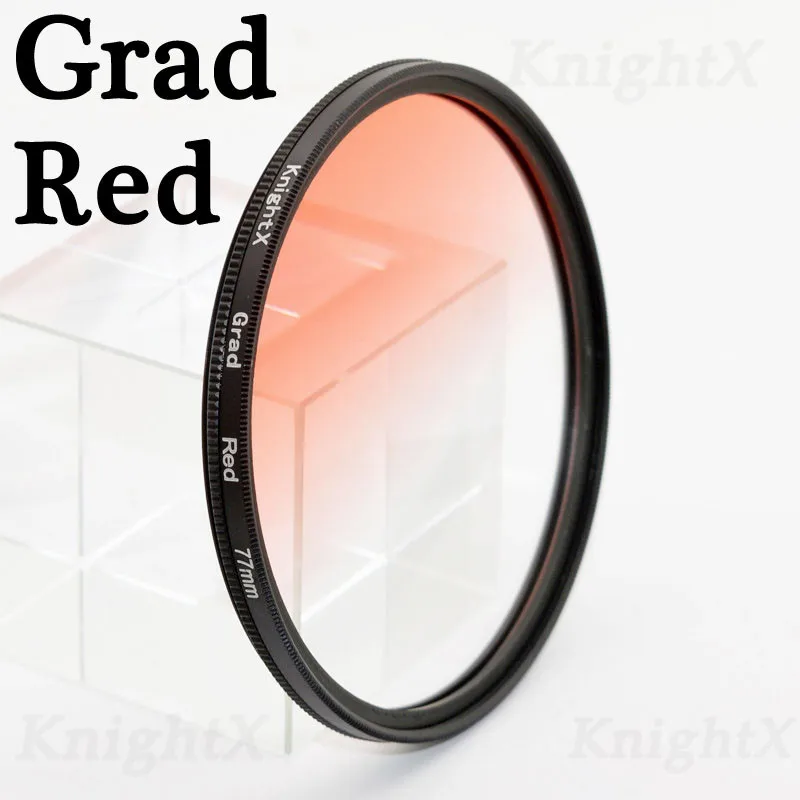 KnightX 49 мм 52 мм 55 мм 58 мм 67 мм 77 мм FLD UV CPL Star nd фильтр объектива для Nikon Canon градиентный поляризационный комплект объективов для камеры 72 62 - Цвет: Grad Red