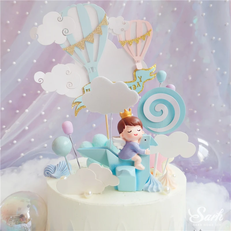 Decoration De Gateau De Joyeux Anniversaire Rose Et Bleu Couronne Pour Fille Et Garcon Arc En Ciel Fournitures De Fete Pour La Journee Des Enfants Jolis Cadeaux Aliexpress Maison Animalerie