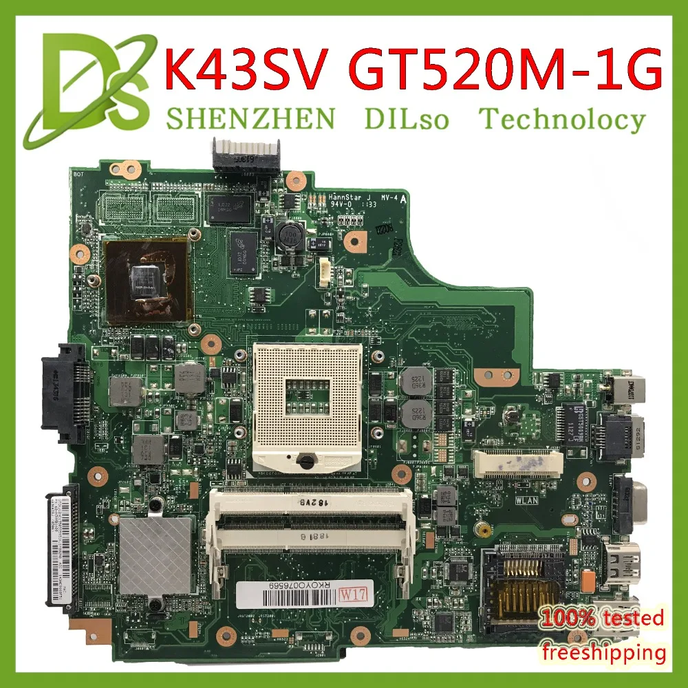 KEFU K43SV материнская плата для ASUS K43SM K43S A43S X43S P43S K43SJ K43SC ноутбука с GT520 1GB тест на