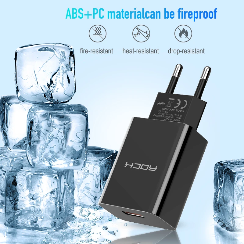 Рок 18 Вт Quick Charge QC 3,0 телефон зарядное устройство Путешествия стены адаптер QC3.0 FCP универсальный для Xiaomi iPhone samsung huawei ЕС Plug