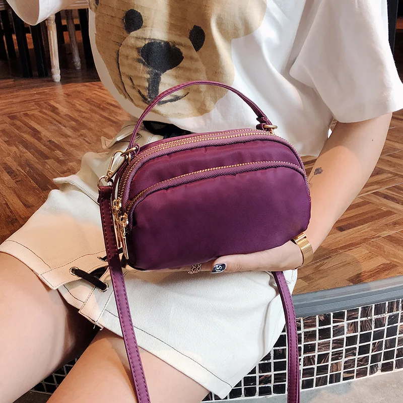 

New Lady Portable Crossbody Bag Solid Color All Match Nylon Waterproof Small Square Bag Leisure Trend Mommy Bag Coin Purse