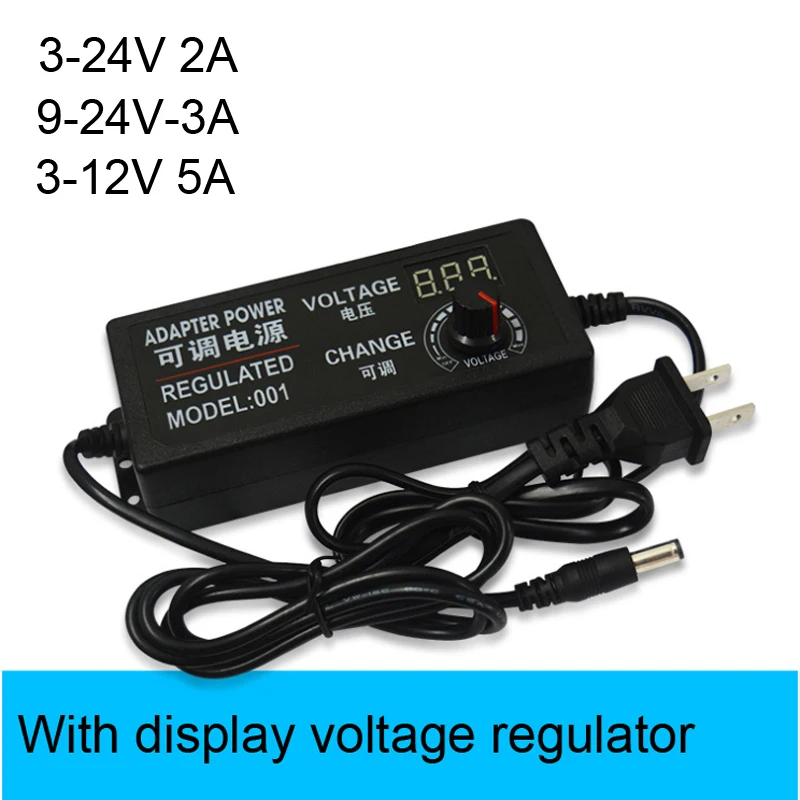 

Adjustable AC to DC 3V-12V 5A/9-24V 3A/3-24V 2A Universal adapter with display screen voltage Regulated power supply adapter