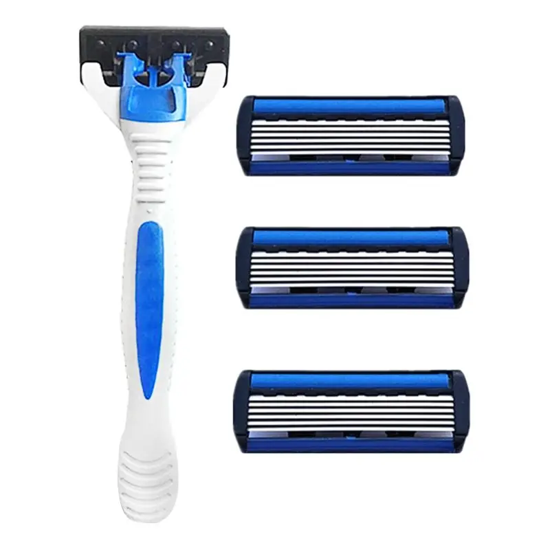 

1 Set Men's Manual Shaver Shaving 1 Razor Handle + 3/6pcs Refills Blades