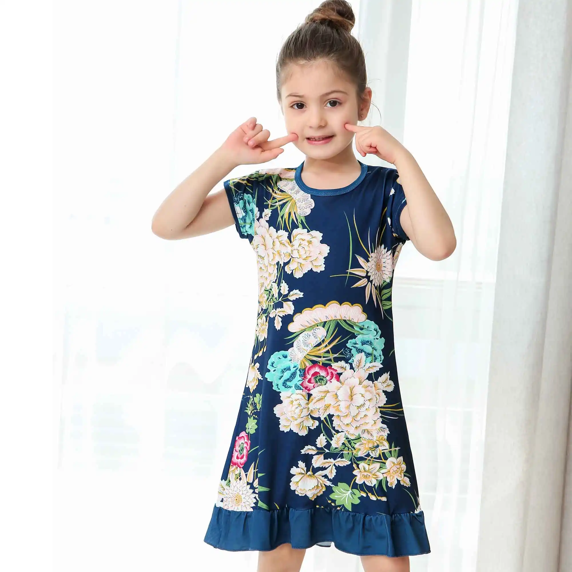 Cute Ins Toddler Baby Girl Kid Flower Print Princess Party Dress Outfits Clothes