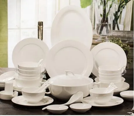 Костяной фарфор посуда, 56 белый фарфор, керамическая посуда, тарелки - Цвет: 2