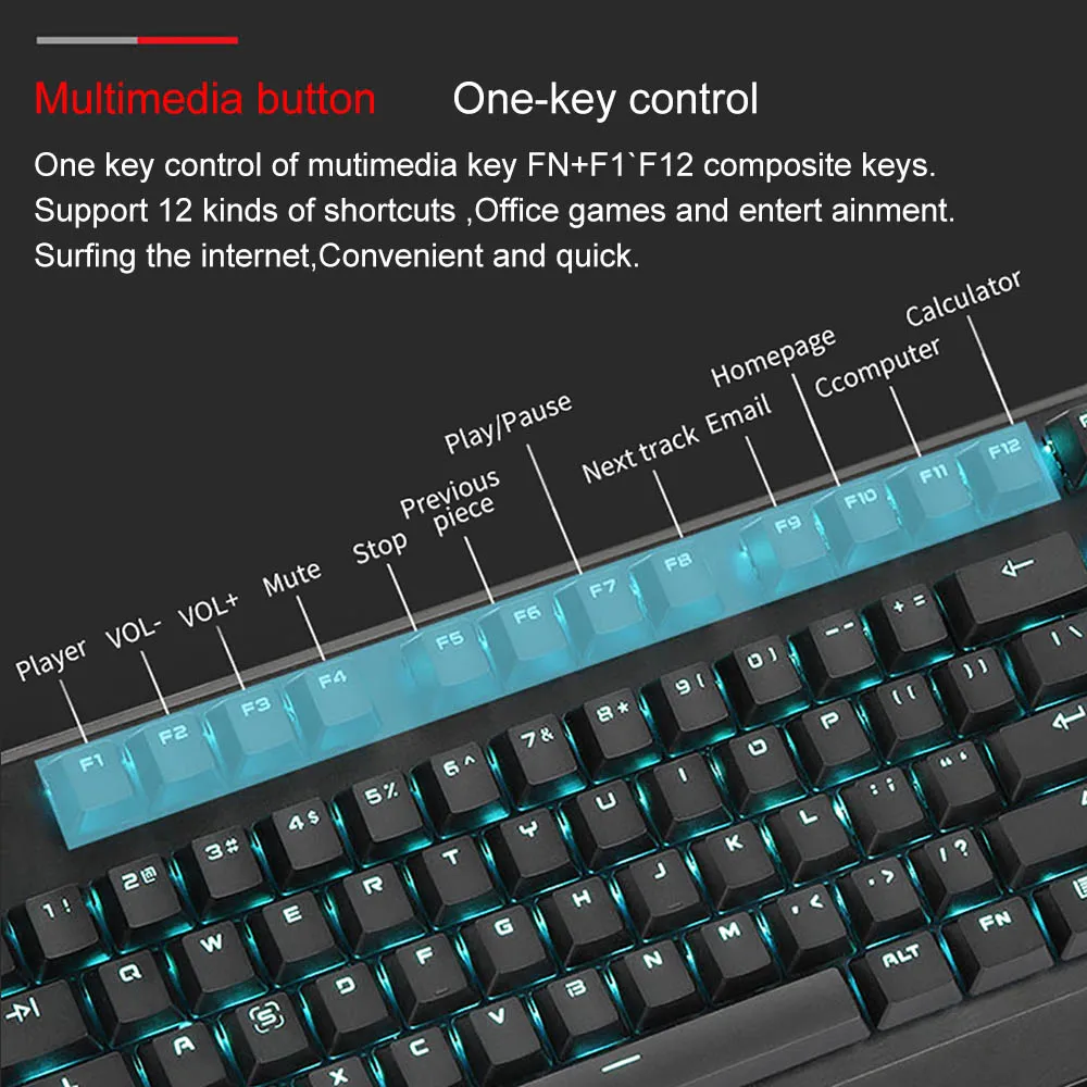  Motospeed CK95 Wired Gaming Mechanical Keyboard backlit 104 key K95 Red Switch Blue Crystal LED Rus